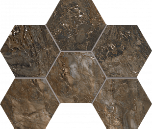 Плитка из керамогранита Estima Bernini 25x28.5 коричневый (Mosaic/BR04_NS/25x28.5/Hexagon)