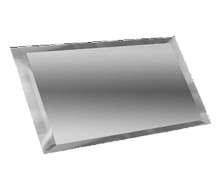 Прямоугольная зеркальная серебряная плитка с фацетом 10мм ПЗС1-01 - 240х120 мм/10шт