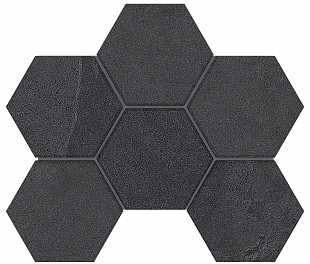 Плитка из керамогранита Estima Luna 25x28.5 черный (Mosaic/LN04_NS/TE04_NS/25x28.5/Hexagon)