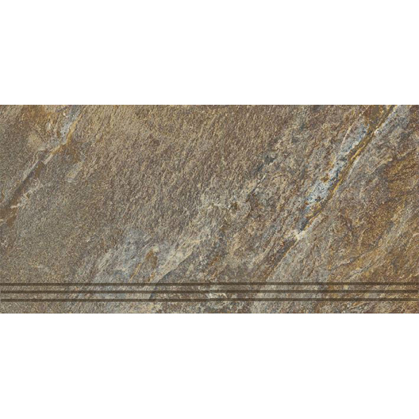 Керамогранит Ступень Кварцит 4 коричневый 30х60 (6шт) / коллекция Кварцит 30х60 / производитель Керамин / страна Беларусь