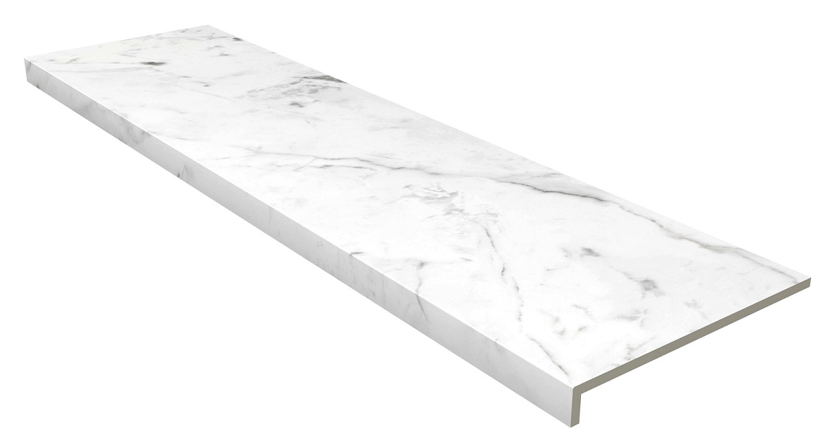 Керамогранит Ступень фронтальная Marble Anti-Slip Rout. Carrara Blanco 31,5*119,7 / коллекция Marble Gres de Aragon / производитель Gres de Aragon / страна Испания