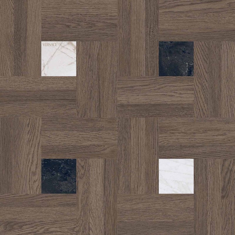Керамогранит LEATHERWOOD CHESTERFIELD EBONY NAT.3D 60X60 8,5 мм / коллекция Leatherwood VERSACE / производитель VERSACE / страна Италия