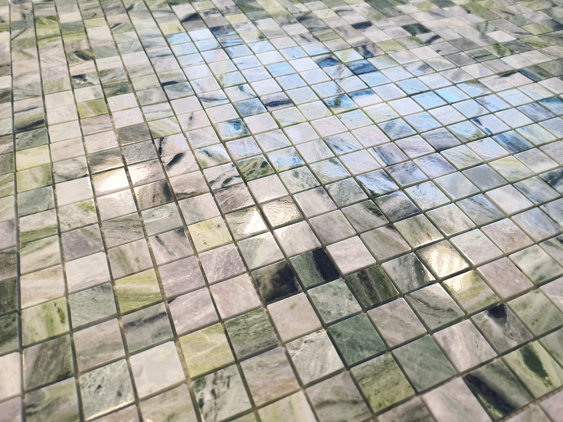 Мозаика Onice Verde oliva POL 23x23x7 / коллекция Pietrine 7 mm / производитель Caramelle  LeeDo / страна Китай