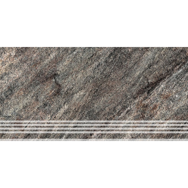 Керамогранит Ступень Кварцит 2 темно-серый 30х60 (7шт) / коллекция Кварцит 30х60 / производитель Керамин / страна Беларусь