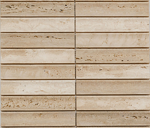 PIX 343 Yellow Travertine, Concave, чип 30х151 мм, сетка 305х318х12 мм, Матовая