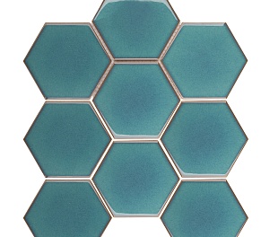 Кер. мозаика Hexagon big Green Glossy (JJFQ80071) 256х295х6
