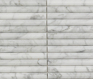 PIX 342 Bianco Carrara, Convex, чип 20х151 мм, сетка 300х305х12 мм, Матовая