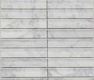 PIX 341 Bianco Carrara, Concave, чип 30х151 мм, сетка 305х318х12 мм, Матовая